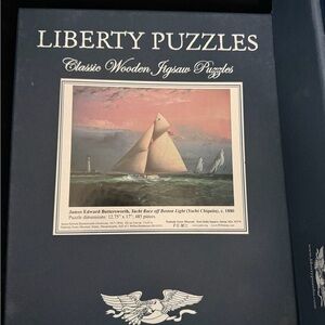 Liberty Puzzles Classic Wooden Jigsaw - Blue and White